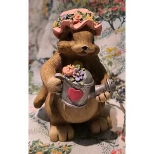 Mervyns Bunny Rabbit Figurine Holding Watering Can Wearing Hat 1997